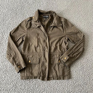 Zenana Outfitters Womens Cotton Military Green Zip & Snap Utility Jacket Size L
